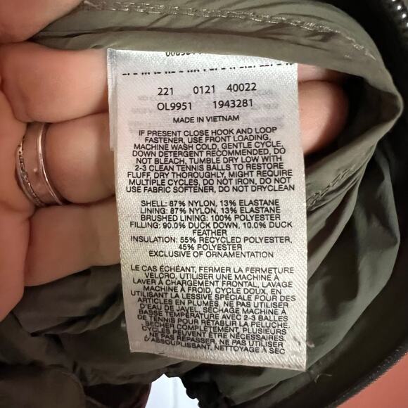 Mountain Hardware Stretch Down Light Olive Puffer SZ S - Picture 8 of 8